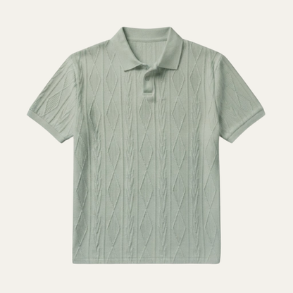 Homme Polo Manches Courtes avec Motif Texturé et Col Boutonné