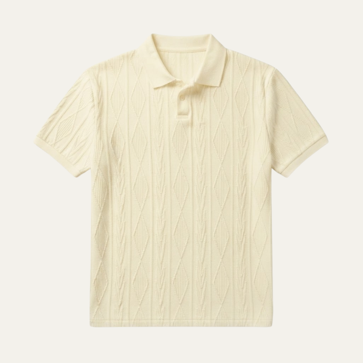 Homme Polo Manches Courtes avec Motif Texturé et Col Boutonné