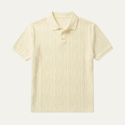 Homme Polo Manches Courtes avec Motif Texturé et Col Boutonné