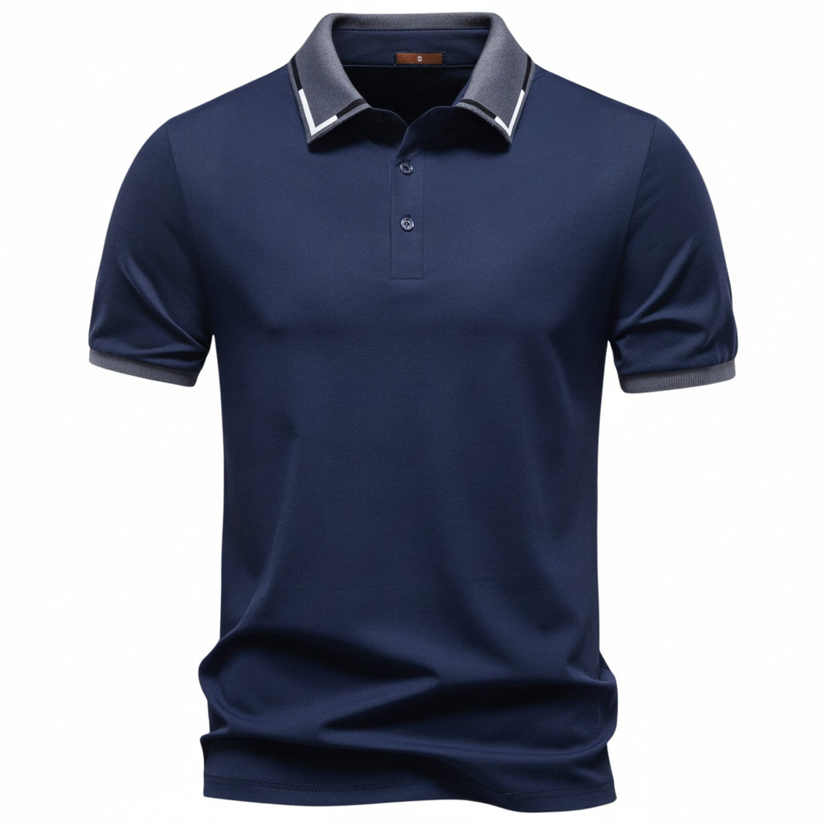 Homme Polo Manches Courtes Slim Fit avec Col Contrasté