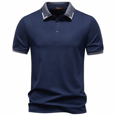 Homme Polo Manches Courtes Slim Fit avec Col Contrasté