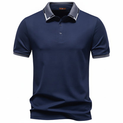 Homme Polo Manches Courtes Slim Fit avec Col Contrasté