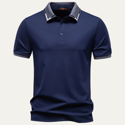 Homme Polo Manches Courtes Slim Fit avec Col Contrasté