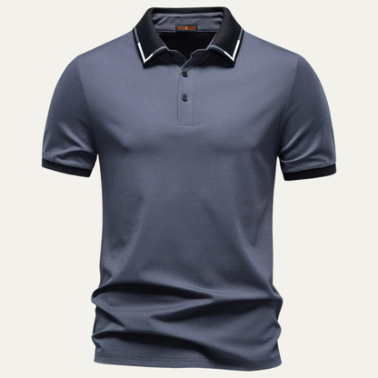 Homme Polo Manches Courtes Slim Fit avec Col Contrasté