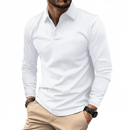 Homme Polo Manches Longues avec Col Classique Slim Fit
