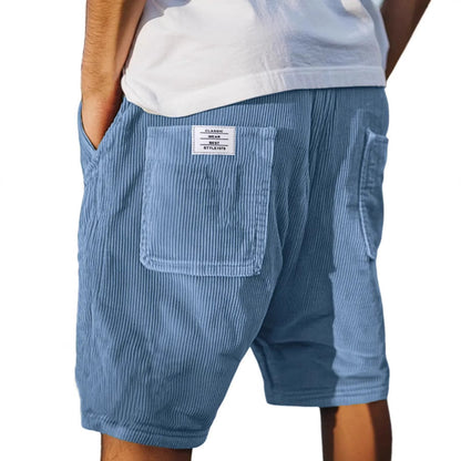 Homme Short à Ceinture Élastique avec Poches Utilitaires et Texture Côtelée