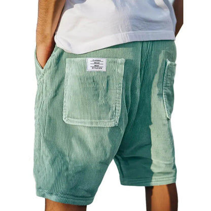 Homme Short à Ceinture Élastique avec Poches Utilitaires et Texture Côtelée
