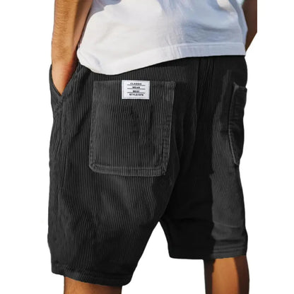 Homme Short à Ceinture Élastique avec Poches Utilitaires et Texture Côtelée
