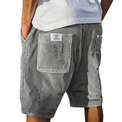 Homme Short à Nervures avec Poches Plaquées et Ceinture Élastique