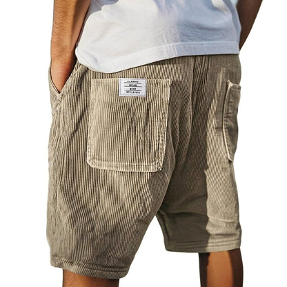 Homme Short à Nervures avec Poches Plaquées et Ceinture Élastique