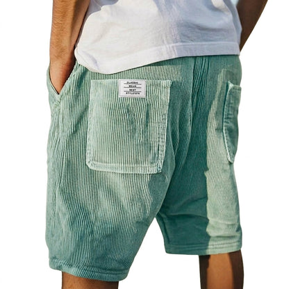 Homme Short à Nervures avec Poches Plaquées et Ceinture Élastique