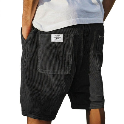 Homme Short à Nervures avec Poches Plaquées et Ceinture Élastique