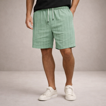 Homme Short à Rayures avec Taille Élastique et Poches