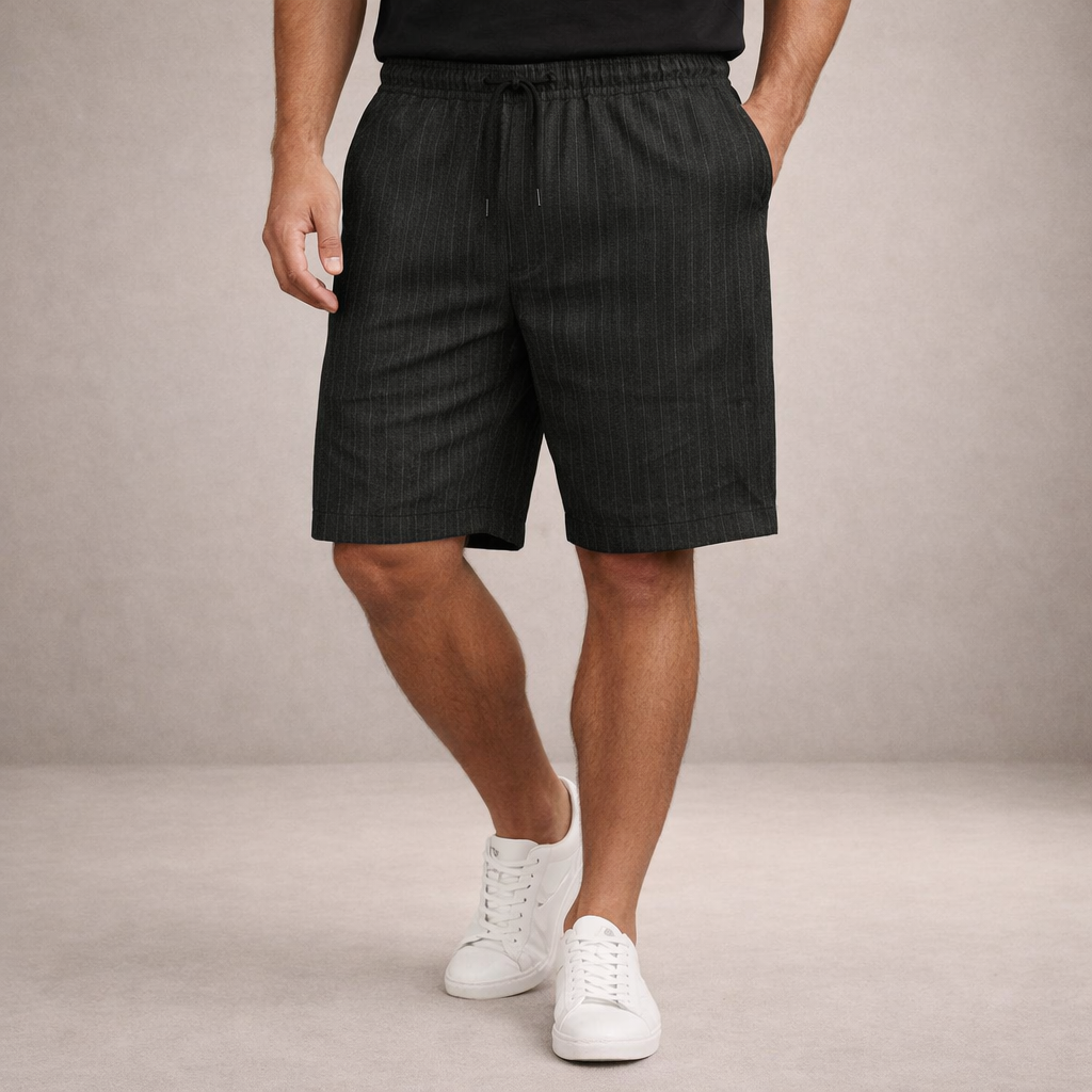 Homme Short à Rayures avec Taille Élastique et Poches