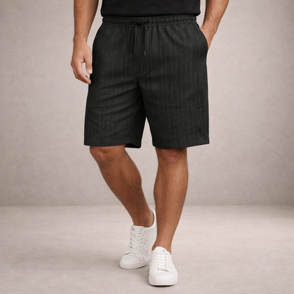Homme Short à Rayures avec Taille Élastique et Poches