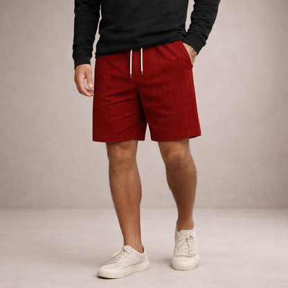 Homme Short à Rayures avec Taille Élastique et Poches