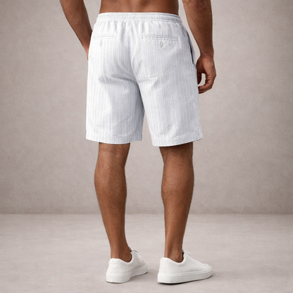 Homme Short à Rayures avec Taille Élastique et Poches