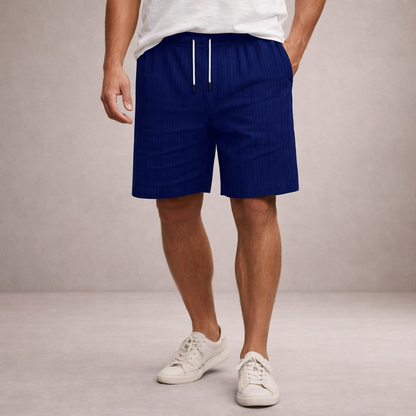 Homme Short à Rayures avec Taille Élastique et Poches