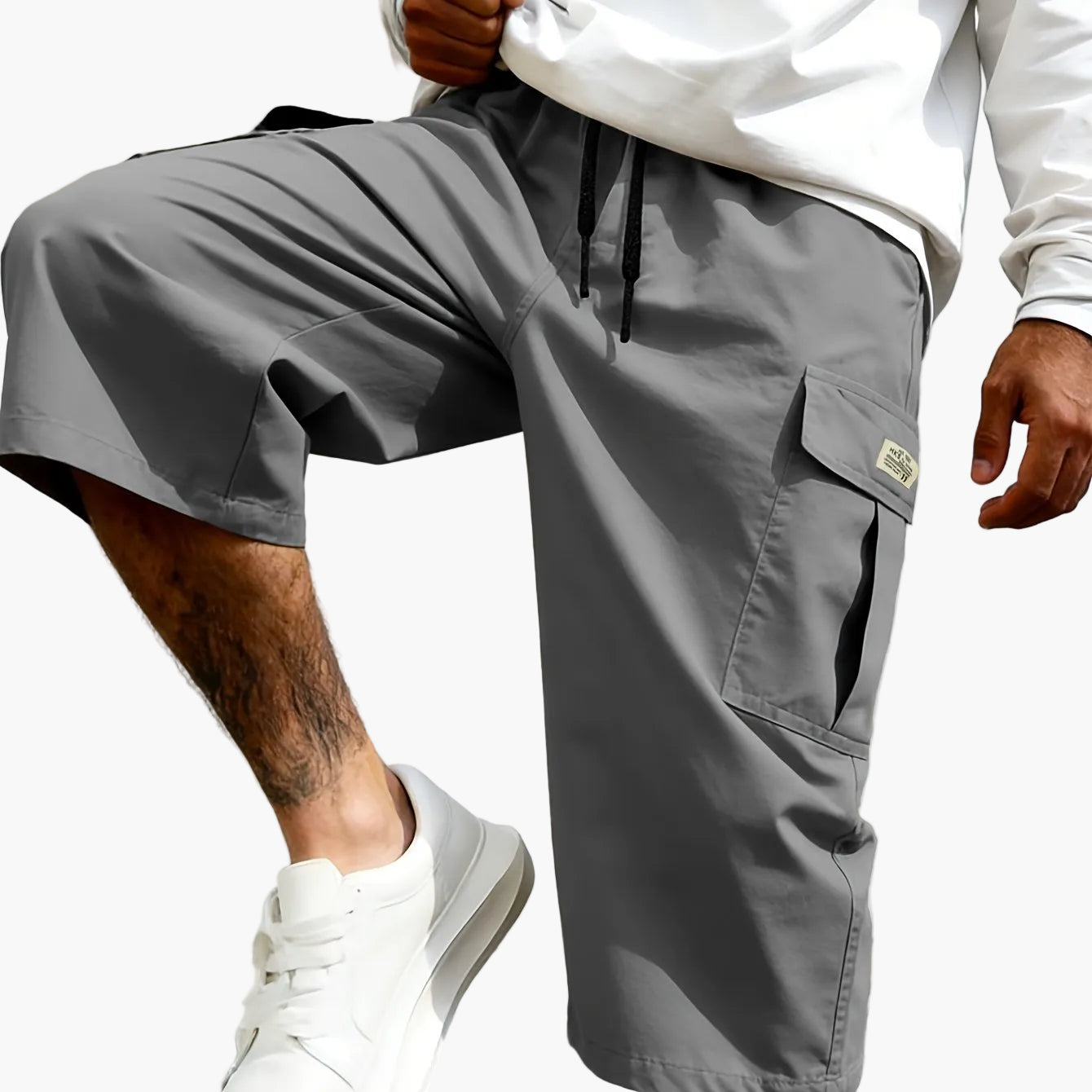 Homme Short Cargo avec Poches Latérales et Cordon de Serrage