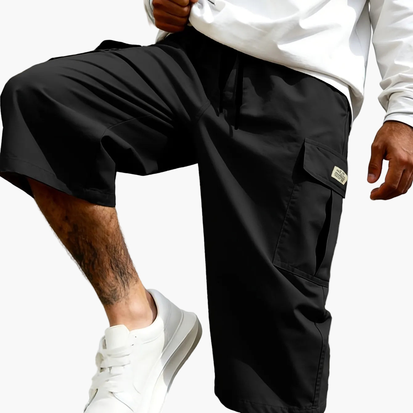 Homme Short Cargo avec Poches Latérales et Cordon de Serrage