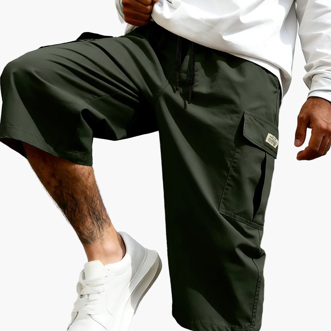 Homme Short Cargo avec Poches Latérales et Cordon de Serrage