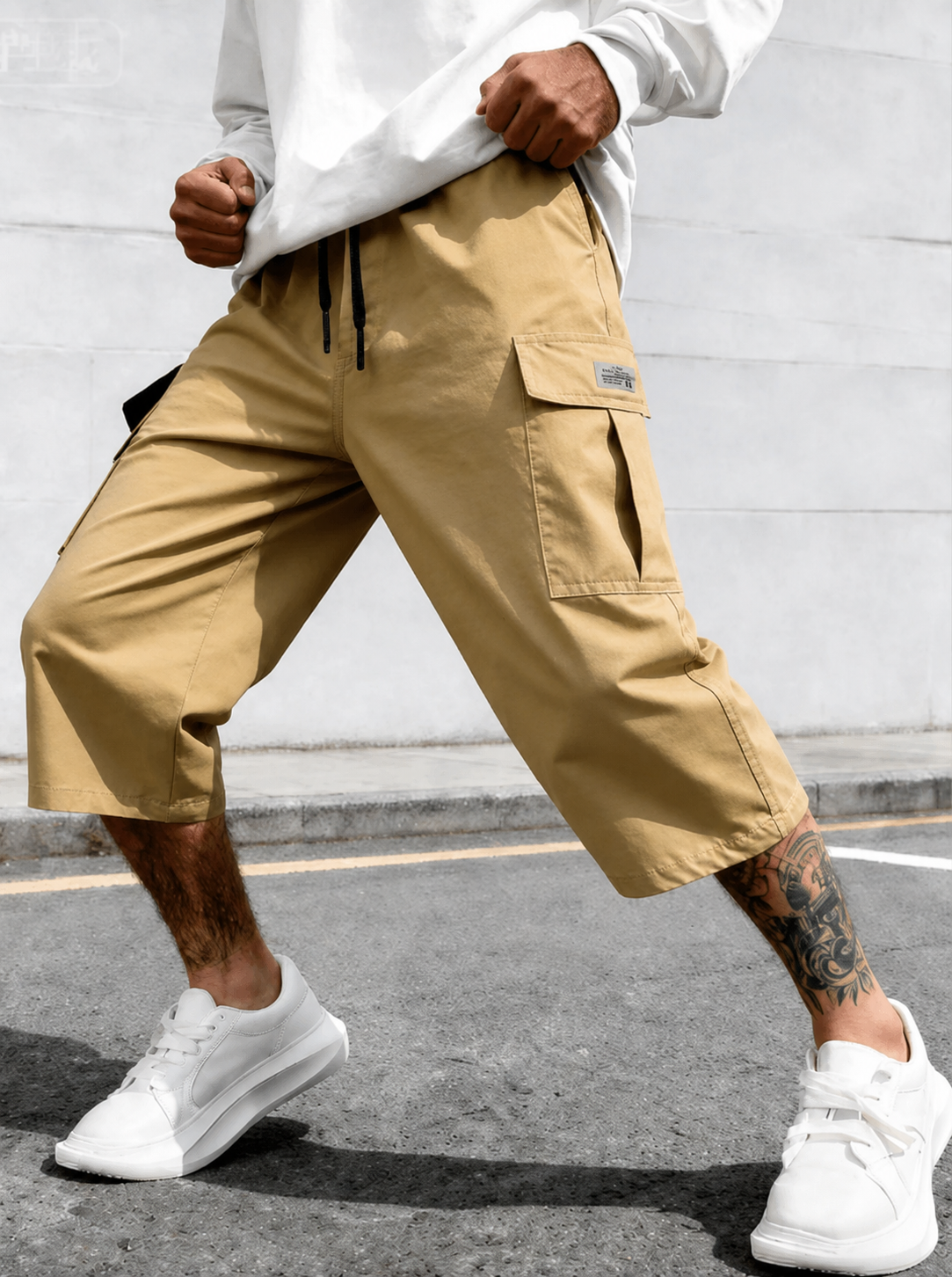 Homme Short Cargo avec Poches Latérales et Cordon de Serrage