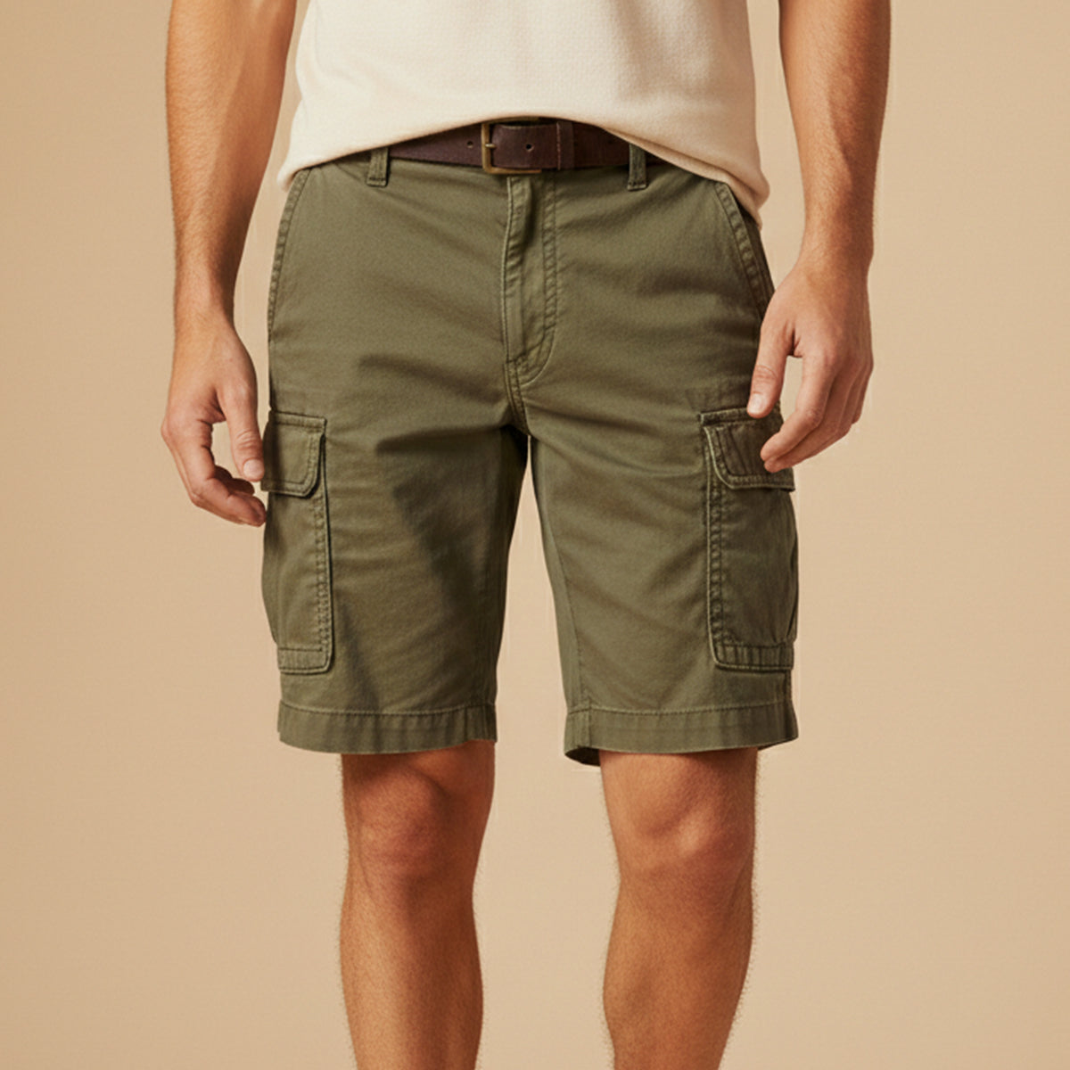 Homme Short Cargo Décontracté avec Poches Latérales et Fermeture Éclair