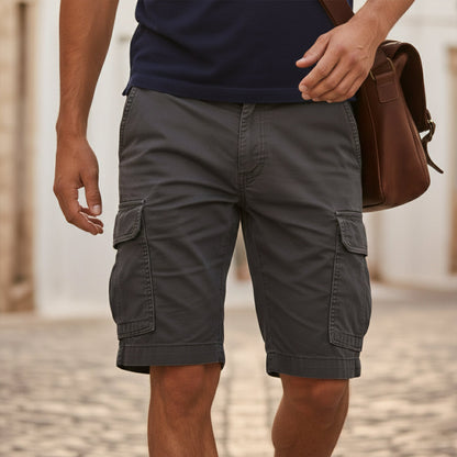 Homme Short Cargo Décontracté avec Poches Latérales et Fermeture Éclair