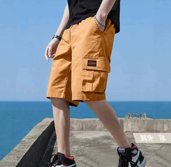 Homme Short Cargo Décontracté avec Poches Latérales et Taille Élastique