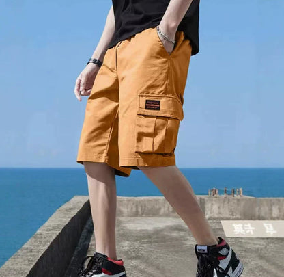 Homme Short Cargo Décontracté avec Poches Latérales et Taille Élastique