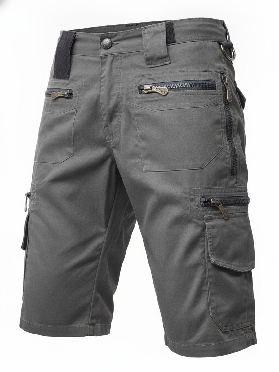 Homme Short Cargo Multi-Poches avec Fermetures Éclair et Ceinture Ajustable