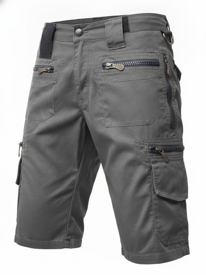 Homme Short Cargo Multi-Poches avec Fermetures Éclair et Ceinture Ajustable