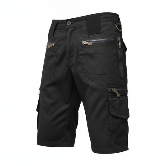 Homme Short Cargo Tactique avec Poches Zippées et Coupe Fonctionnelle