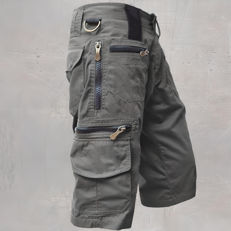 Homme Short Cargo Tactique avec Poches Zippées et Coupe Fonctionnelle