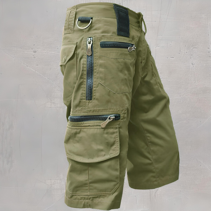 Homme Short Cargo Tactique avec Poches Zippées et Coupe Fonctionnelle