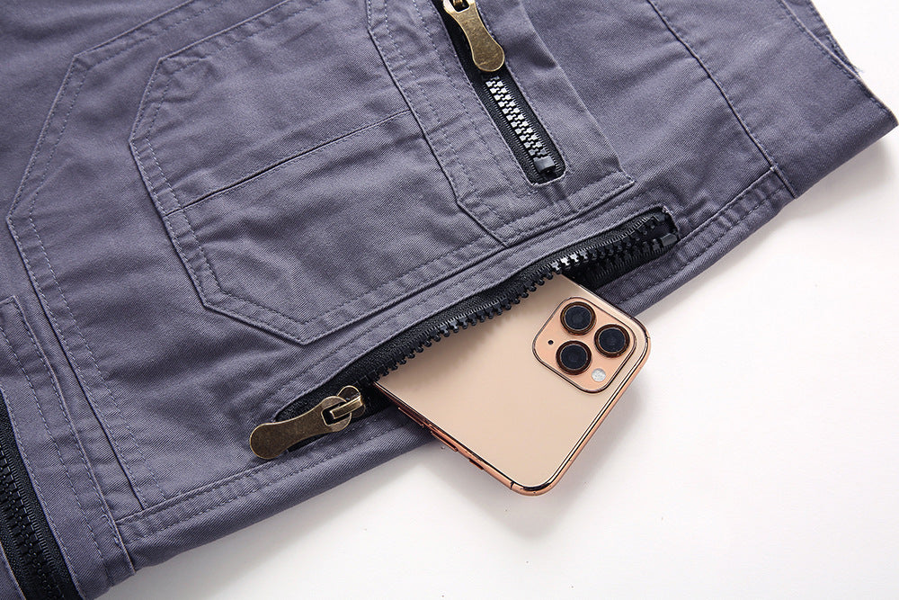 Homme Short Cargo Tactique avec Poches Zippées et Coupe Fonctionnelle