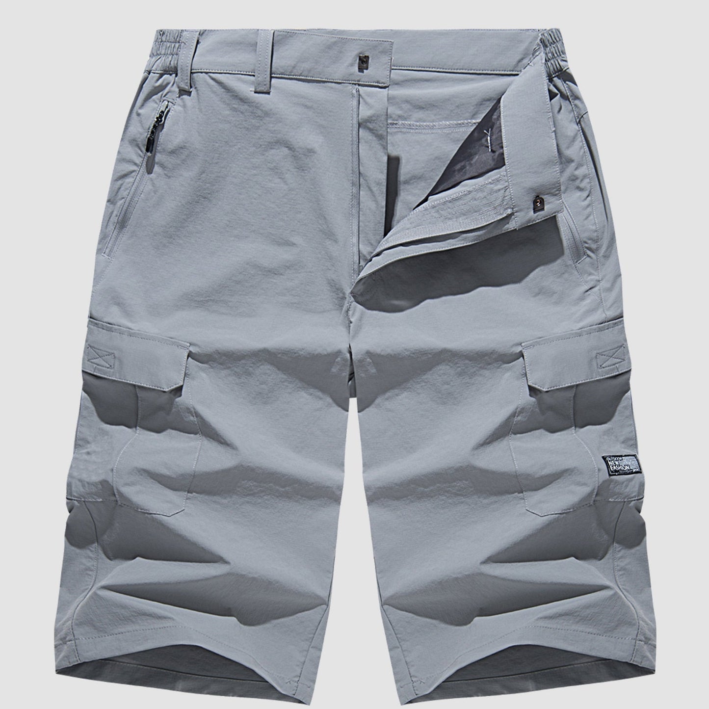 Homme Short Cargo Trois-Quarts avec Poches Latérales et Fermeture Boutonnée
