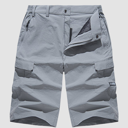 Homme Short Cargo Trois-Quarts avec Poches Latérales et Fermeture Boutonnée