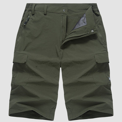 Homme Short Cargo Trois-Quarts avec Poches Latérales et Fermeture Boutonnée
