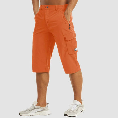 Homme Short Cargo Trois-Quarts avec Poches Utilitaires et Coupe Décontractée