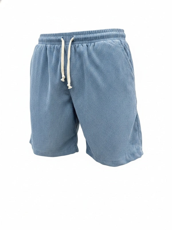 Homme Short Casual avec Cordon de Serrage et Texture Côtelée ##POS:1##