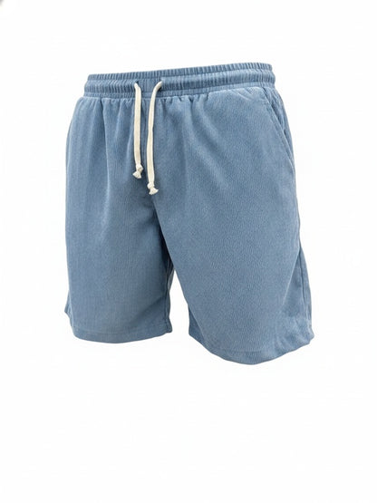 Homme Short Casual avec Cordon de Serrage et Texture Côtelée ##POS:1##