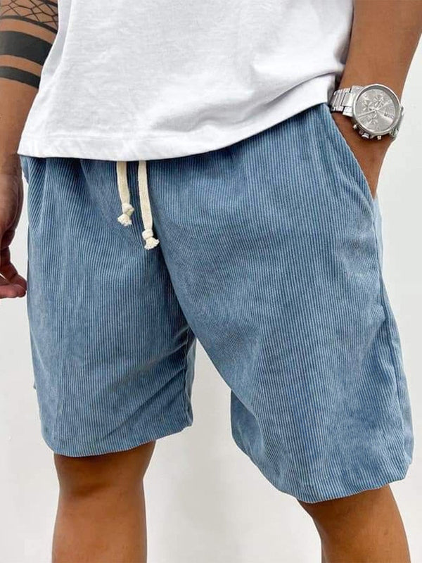 Homme Short Casual avec Cordon de Serrage et Texture Côtelée