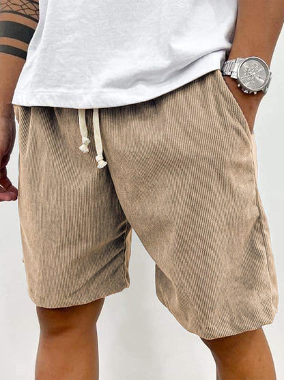 Homme Short Casual avec Cordon de Serrage et Texture Côtelée