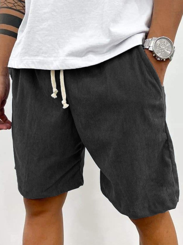 Homme Short Casual avec Cordon de Serrage et Texture Côtelée