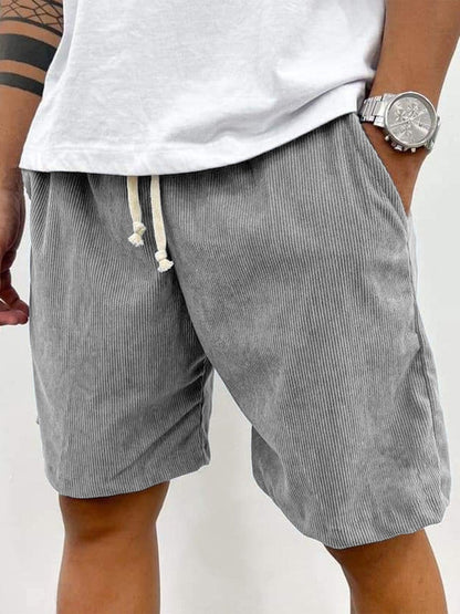 Homme Short Casual avec Cordon de Serrage et Texture Côtelée