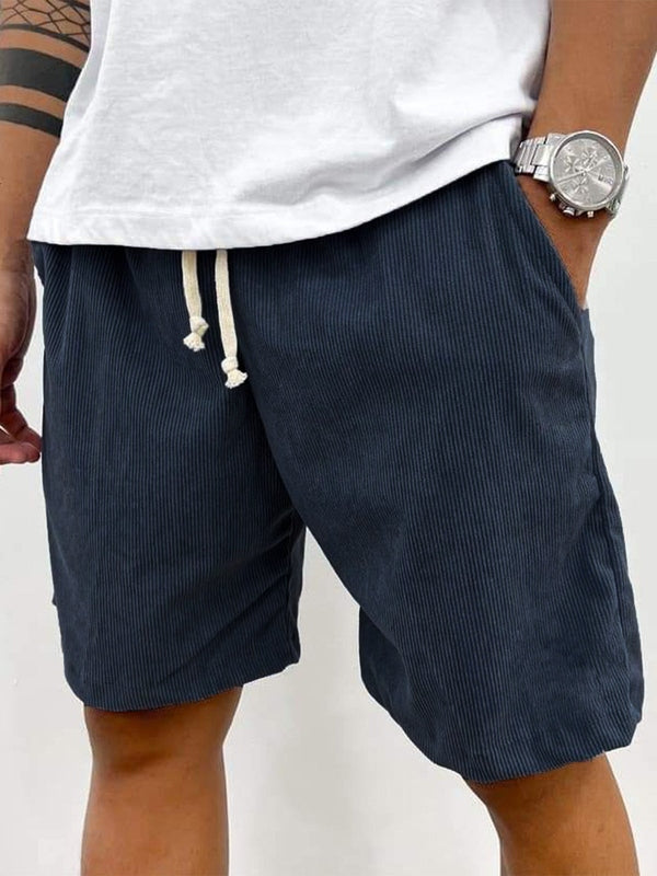 Homme Short Casual avec Cordon de Serrage et Texture Côtelée