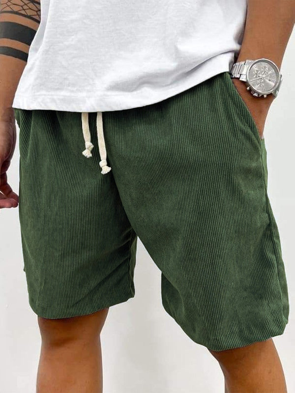 Homme Short Casual avec Cordon de Serrage et Texture Côtelée