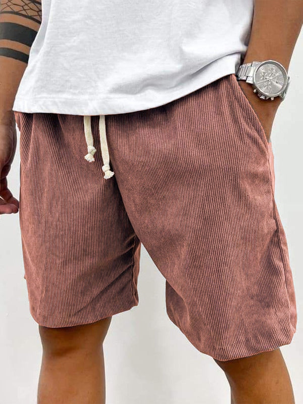 Homme Short Casual avec Cordon de Serrage et Texture Côtelée