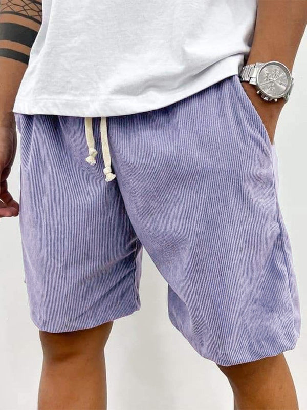 Homme Short Casual avec Cordon de Serrage et Texture Côtelée